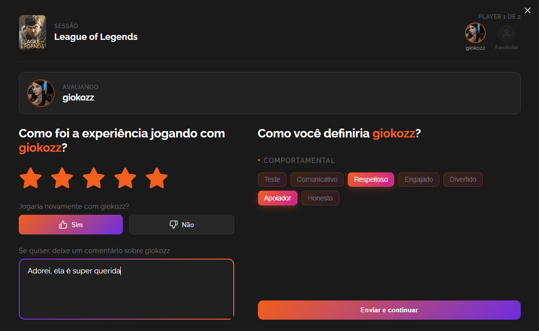 Avaliações pós-partida